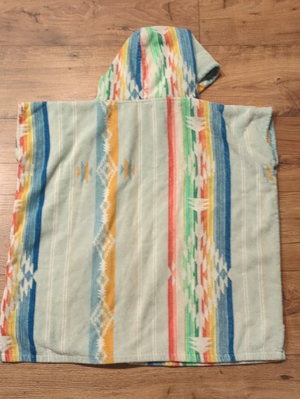 Slowtide Kids Hooded Poncho in Light Blue Stripe
